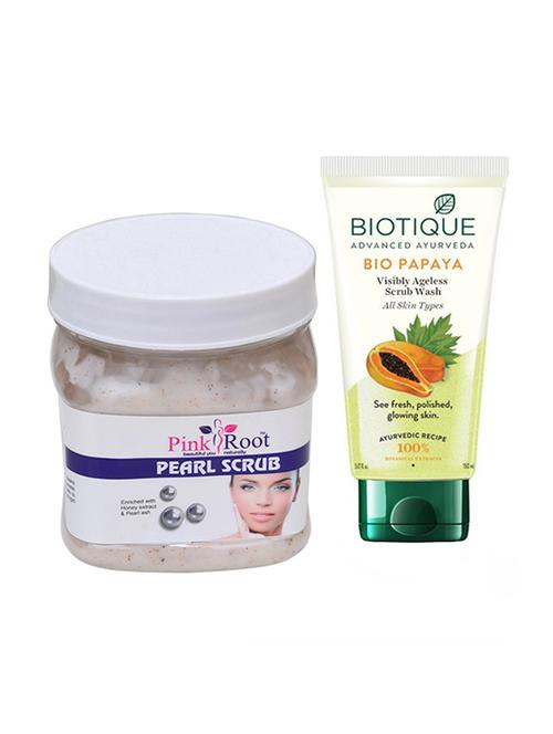pink root pearl scrub 500g with biotique papaya facewash - 17385902 - Very Small Image - 1