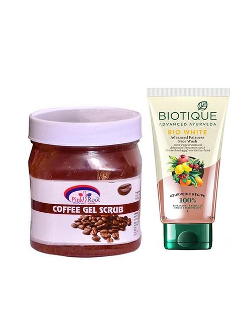 pink root coffee gel scrub 500g with biotique white fairness facewash - 17385917 - Very Small Image - 1