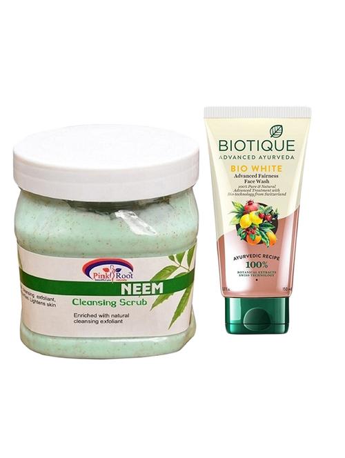 pink root neem scrub 500g with biotique white fairness facewash - 17385926 - Very Small Image - 1