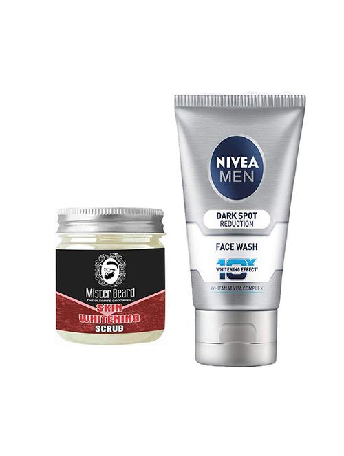 mister beard skin whitening scrub 100gm with nivea men dark spot reduction face wash - 17385955 - Very Small Image - 1
