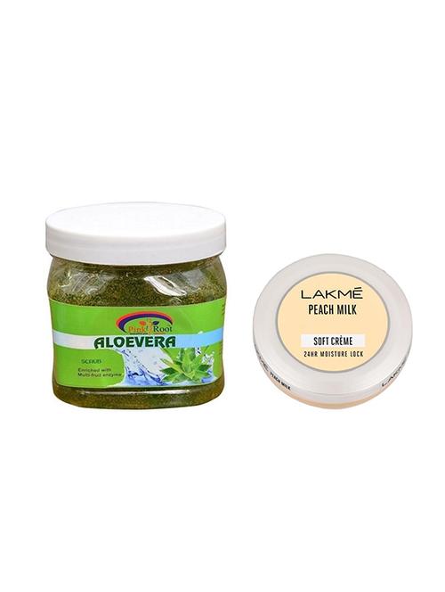 pink root aloevera scrub with lakme peach milk soft creme - 17385987 - Very Small Image - 1
