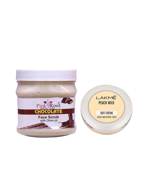 pink root chocolate scrub with lakme peach milk soft creme - 17385991 - Very Small Image - 1