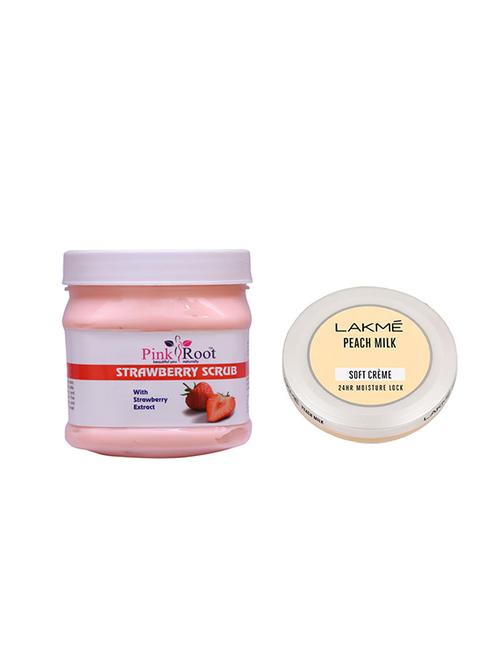 pink root strawberry scrub with lakme peach milk soft creme - 17386007 - Very Small Image - 1