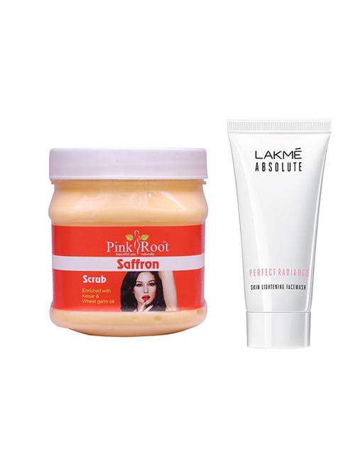 pink root saffron scrub 500gm with lakme absolute face wash - 17386035 - Very Small Image - 1