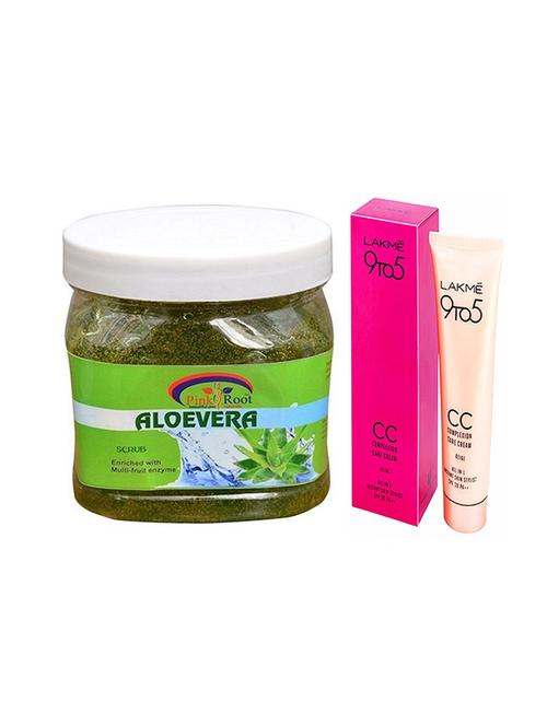 pink root aloevera scrub with lakme 9to5 cc cream - 17386041 - Very Small Image - 1