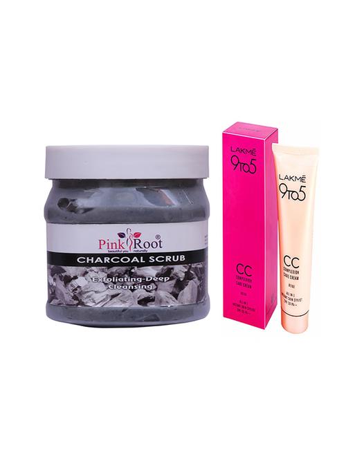 pink root charcoal scrub with lakme 9to5 cc cream - 17386044 - Very Small Image - 1
