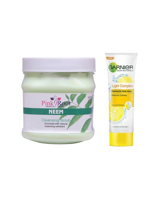 pink root neem scrub with garnier light complete fairness face wash - 17386096 - Very Small Image - 1
