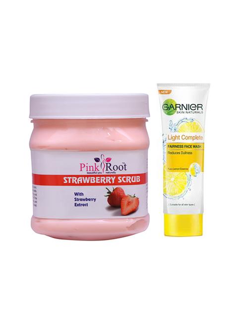 pink root strawberry scrub with garnier light complete fairness face wash - 17386103 - Very Small Image - 1