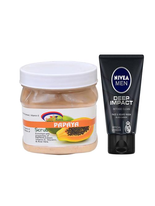 pink root papaya scrub with nivea deep impact face and beard wash - 17386153 - Very Small Image - 1