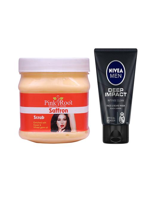 pink root saffron scrub with nivea deep impact face and beard wash - 17386155 - Very Small Image - 1