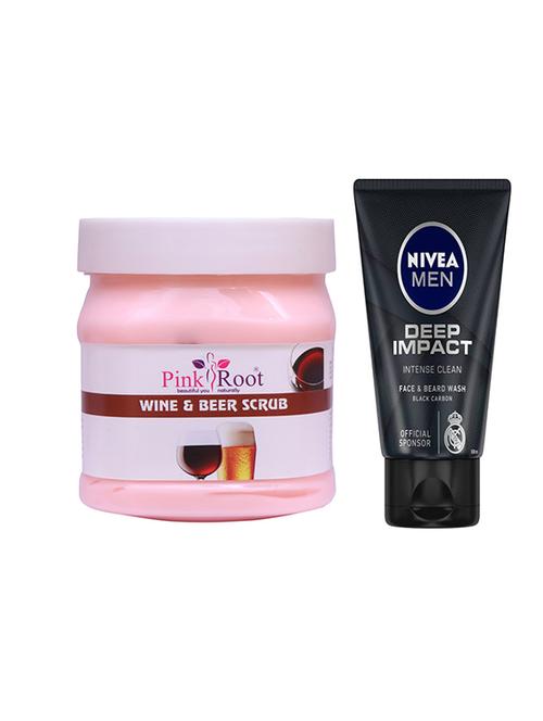 pink root wine & beer scrub with nivea deep impact face and beard wash - 17386158 - Very Small Image - 1