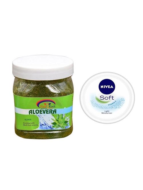 pink root aloevera scrub with nivea soft vitamin e cream 100ml - 17386160 - Very Small Image - 1