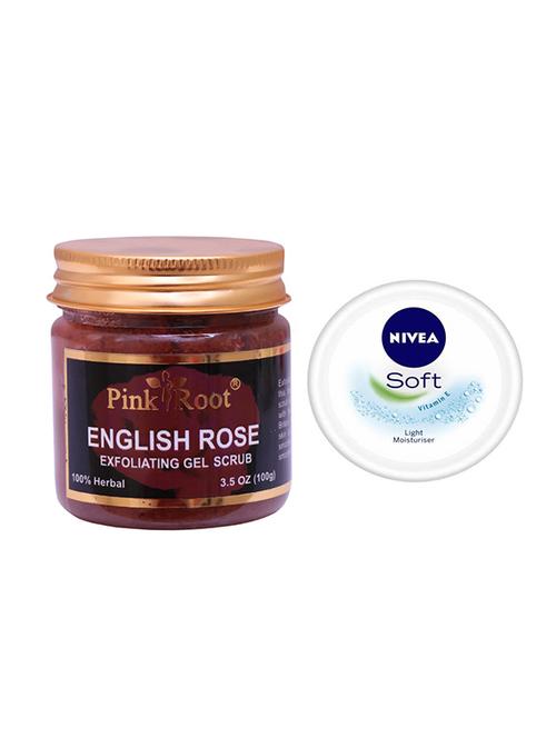 pink root english rose scrub with nivea soft vitamin e cream 100ml - 17386170 - Very Small Image - 1