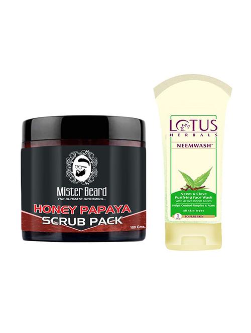mister beard honey papaya scrub pack with lotus neem & clove purifying face wash - 17386203 - Very Small Image - 1