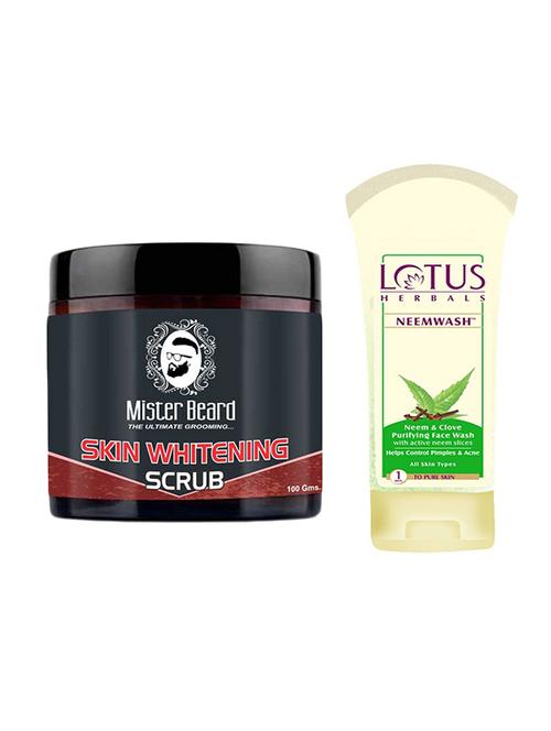 mister beard skin whitening scrub with lotus neem & clove purifying face wash - 17386205 - Very Small Image - 1