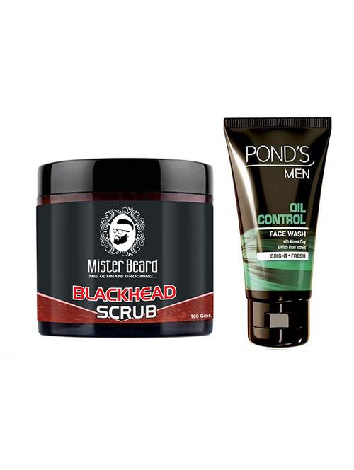 mister beard blackhead scrub 100gm with pond's men oil control facewash 100ml - 17386215 - Very Small Image - 1