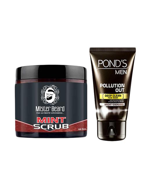 mister beard mint scrub 100gm with pond's men pollution out facewash 100ml - 17386224 - Very Small Image - 1