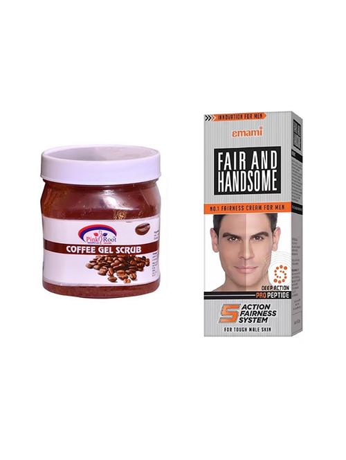 pink root coffee gel scrub 500ml with emami fair & handsome 30g - 17386325 - Very Small Image - 1
