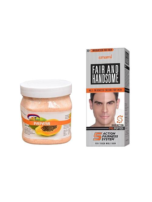 pink root papaya scrub 500ml with emami fair & handsome 30g - 17386334 - Very Small Image - 1