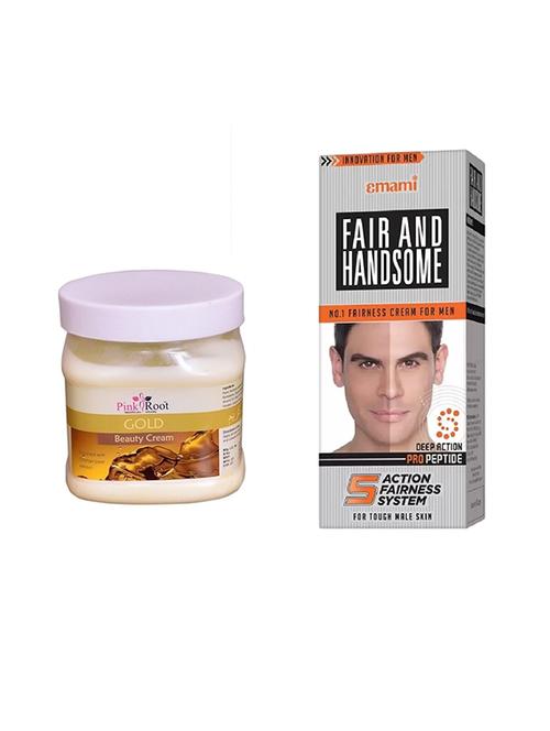 pink root gold beauty cream 500ml with emami fair & handsome 30g - 17386357 - Very Small Image - 1