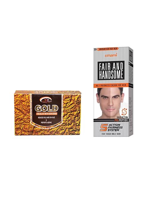 pink root gold facial kit 83gm with emami fair & handsome 30g - 17386376 - Very Small Image - 1