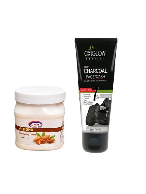pink root almond nourishing cream 500ml with oxyglow charcoal face wash - 17386393 - Very Small Image - 1