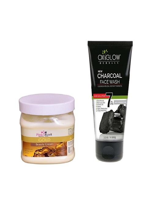 pink root gold beauty cream 500ml with oxyglow charcoal face wash - 17386401 - Very Small Image - 1