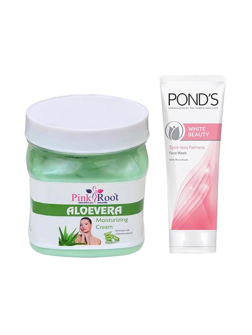 pink root aloevera cream 500g with pond's white beauty facewash - 17386422 - Very Small Image - 1