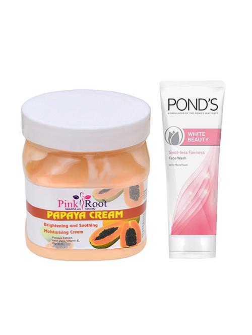 pink root papaya cream 500g with pond's white beauty facewash - 17386435 - Very Small Image - 1
