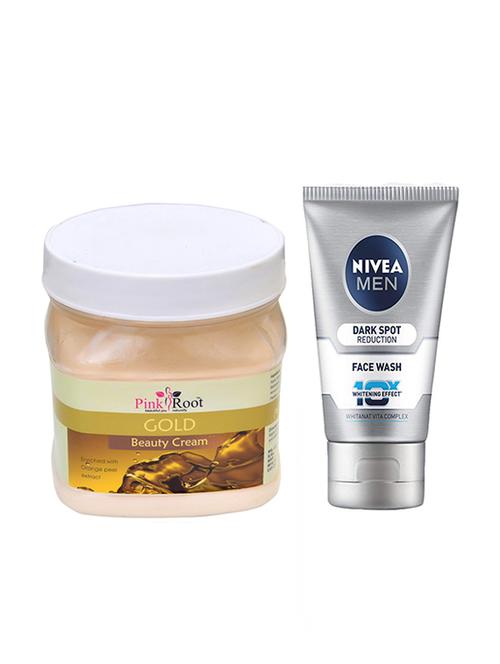 pink root gold cream 500ml with nivea men dark spot reduction face wash - 17386475 - Very Small Image - 1