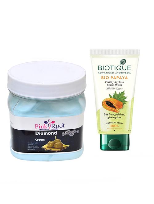 pink root diamond cream 500g with biotique papaya facewash - 17386534 - Very Small Image - 1