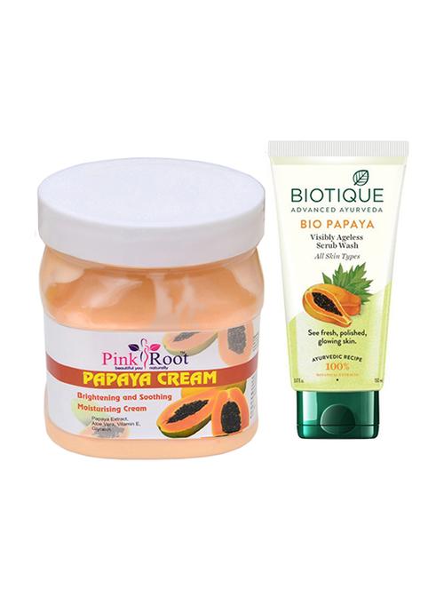 pink root papaya cream 500g with biotique papaya facewash - 17386542 - Very Small Image - 1
