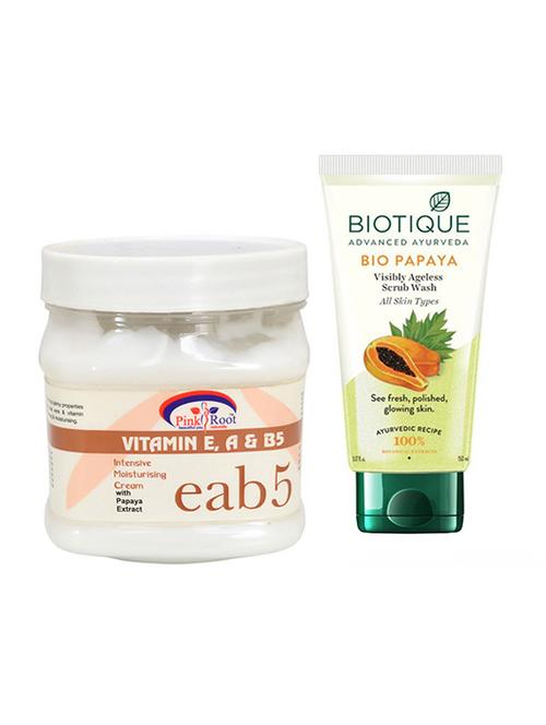 pink root vitamin e,a,b5 massage cream 500g with biotique papaya facewash - 17386548 - Very Small Image - 1