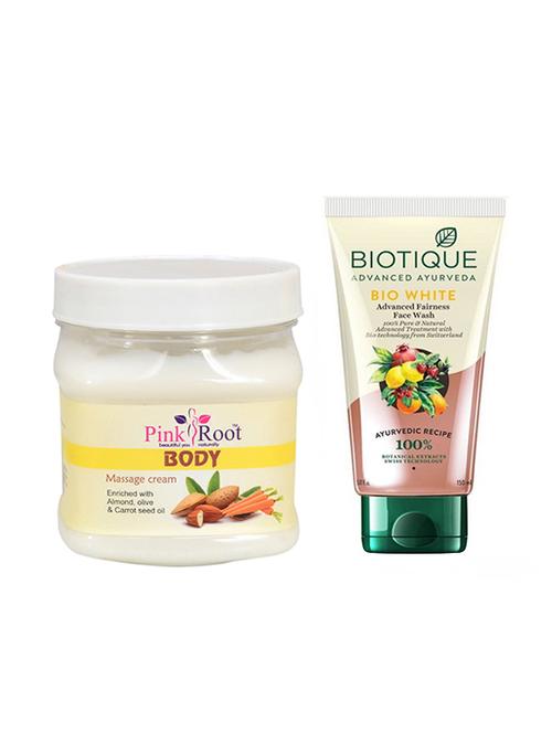 pink root body massage cream 500g with biotique white fairness facewash - 17386551 - Very Small Image - 1