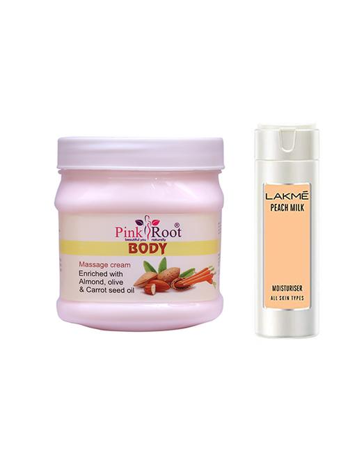 pink root body cream with lakme peach milk moisturiser lotion - 17386578 - Very Small Image - 1