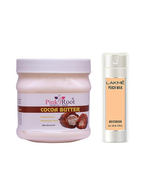 pink root cocoa butter cream with lakme peach milk moisturiser lotion - 17386580 - Very Small Image - 1