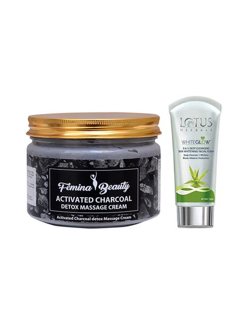 femina beauty charcoal cream with lotus skin whitening face wash - 17386646 - Very Small Image - 1