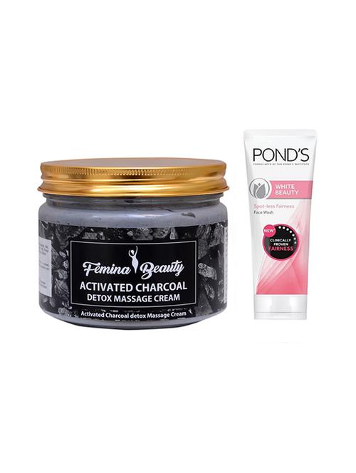 femina beauty charcoal cream with ponds white beauty spot-less fairness face wash - 17386650 - Very Small Image - 1