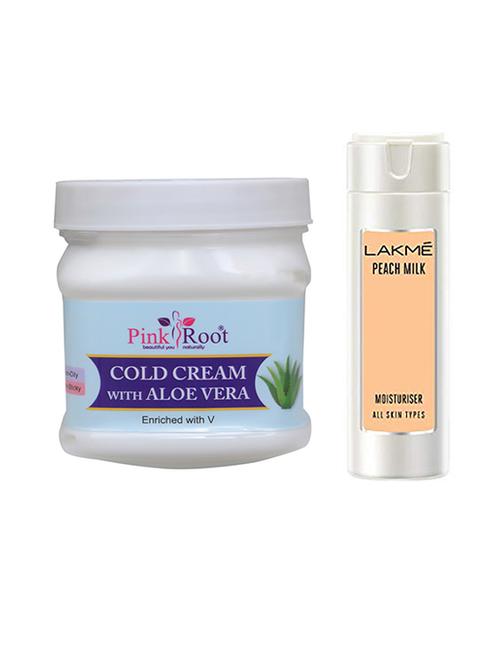 pink root aloe vera cold cream with lakme peach milk lotion - 17386660 - Very Small Image - 1
