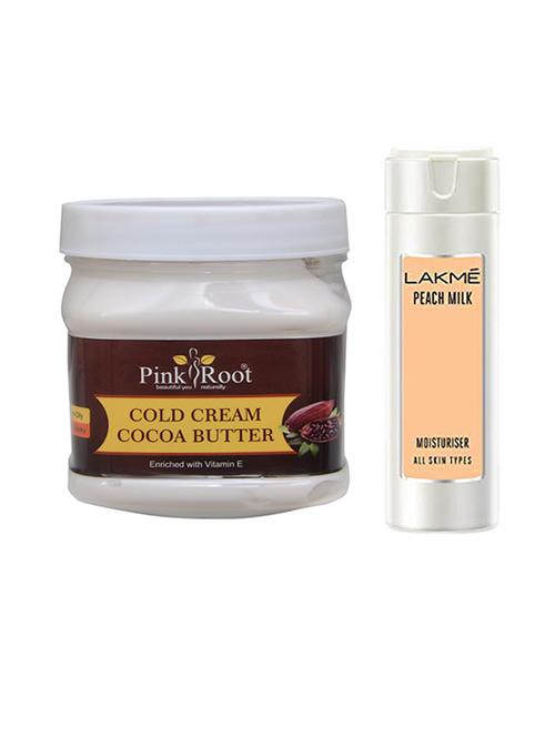 pink root cocoa butter cold cream with lakme peach milk lotion - 17386663 - Very Small Image - 1