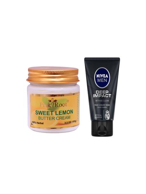 pink root sweet lemon cream 100gm with nivea deep impact face and beard wash - 17386713 - Very Small Image - 1