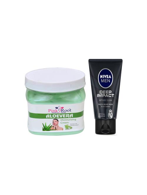 pink root aloevera cream with nivea deep impact face and beard wash - 17386715 - Very Small Image - 1