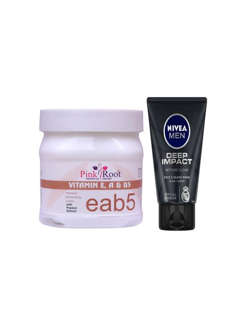 pink root vitamin e, a & b5 cream with nivea deep impact face and beard wash - 17386732 - Very Small Image - 1