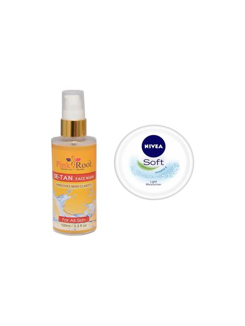 pink root de-tan face wash with nivea soft vitamin e cream 100ml - 17386750 - Very Small Image - 1