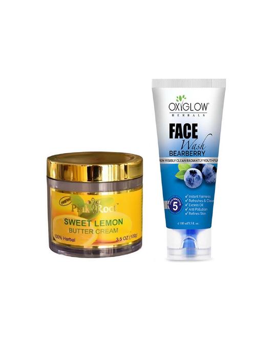 pink root sweet lemon butter cream 100gm with oxyglow bearberry face wash - 17386801 - Very Small Image - 1