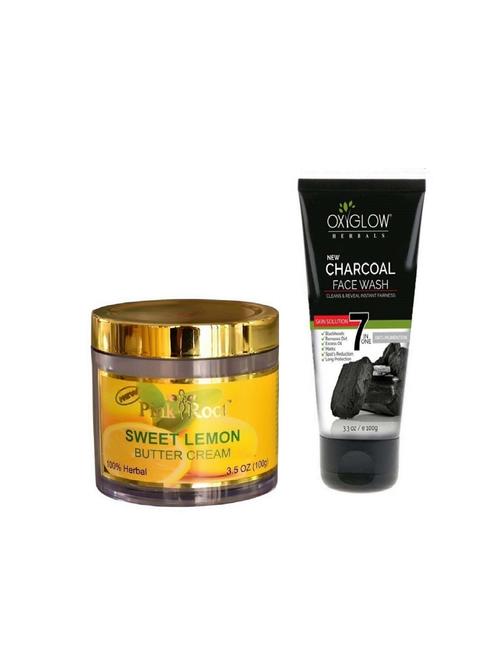 pink root sweet lemon butter cream 100gm with oxyglow charcoal face wash - 17386818 - Very Small Image - 1