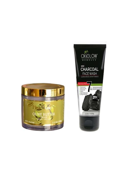 pink root olive butter cream 100gm with oxyglow charcoal face wash - 17386819 - Very Small Image - 1