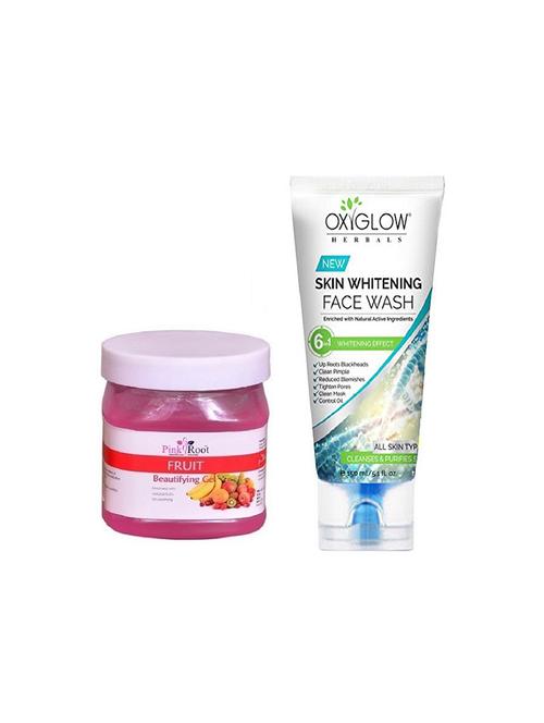 pink root fruit gel 500ml with oxyglow skin whitening face wash - 17386848 - Very Small Image - 1