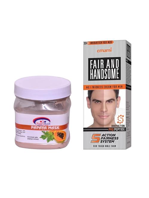 pink root papaya mask 500ml with emami fair & handsome 30g - 17386914 - Very Small Image - 1