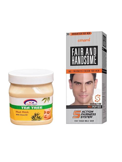 pink root tea tree mud mask 500ml with emami fair & handsome 30g - 17386920 - Very Small Image - 1